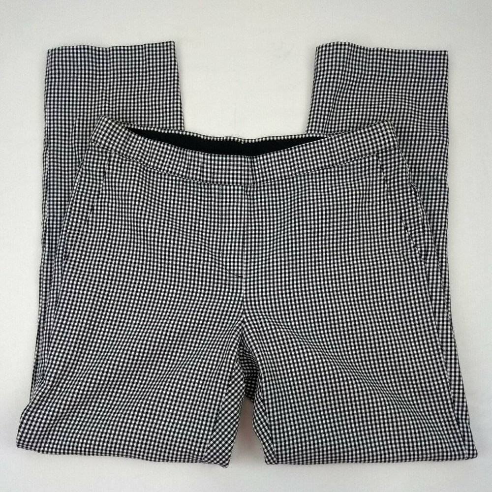 J. Jill Gingham Crop Pants Ankle Tapered Black and White Check Women's Size 8